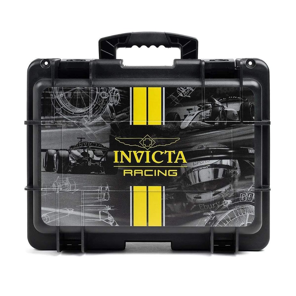 Invicta Racing 8-Slot Watch Dive Impact Case Black Yellow Formula 1 F1 Briefcase